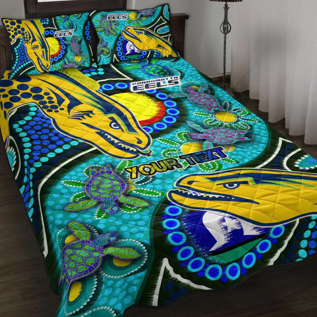 eels-rugby-quilt-bed-set-custom-indigenous-eels-with-aboriginal-and-torres-strait-islander-flag