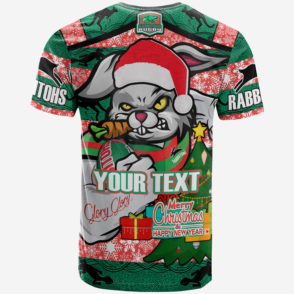 rabbitohs-christmas-rugby-t-shirt-merry-christmas-super-rabbitohs-with-rugby-ball-and-aboriginal-patterns-custom-t-shirt