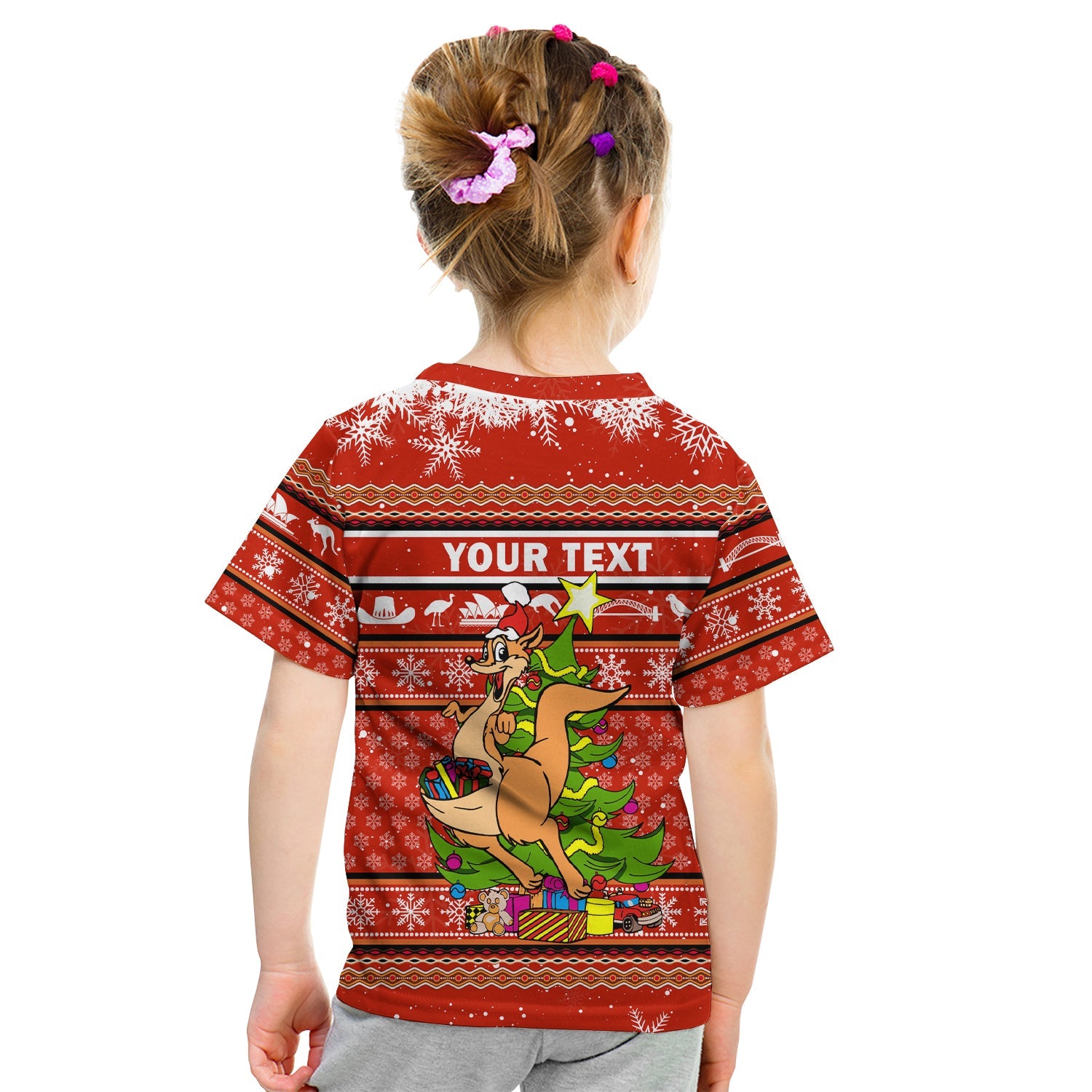 (Custom Personalised) Australia Christmas Kangaroo Aboriginal Pattern T Shirt - LT2