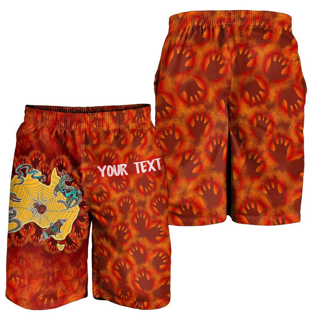 custom-aboriginal-mens-shorts-australia-map-hand-patterns-spider-web