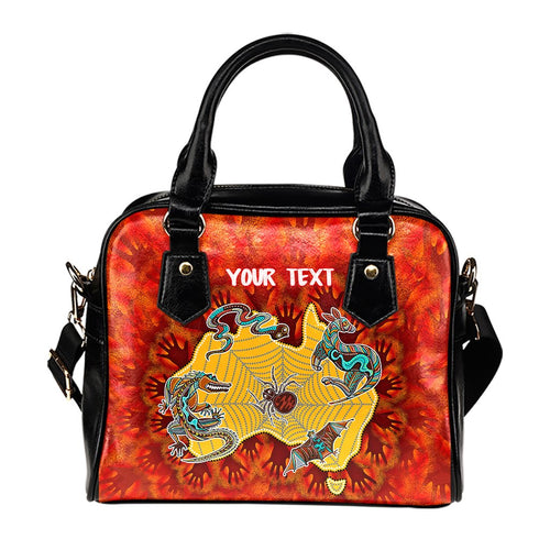[Custom] Aboriginal Shoulder Handbag - Australia Map Hand Patterns Spider Web - Vibe Hoodie