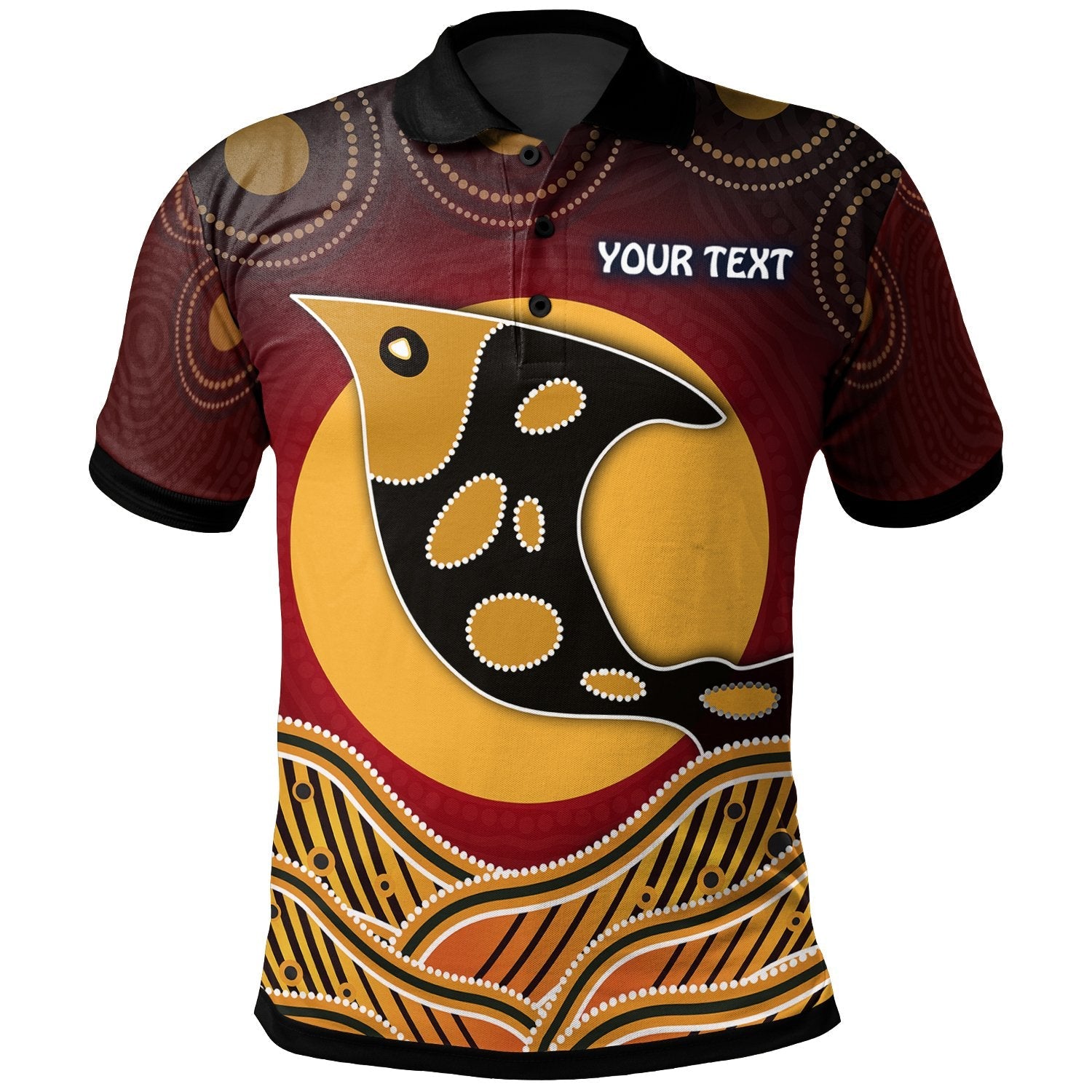 personalised-polo-shirt-aboriginal-dot-patterns-fish