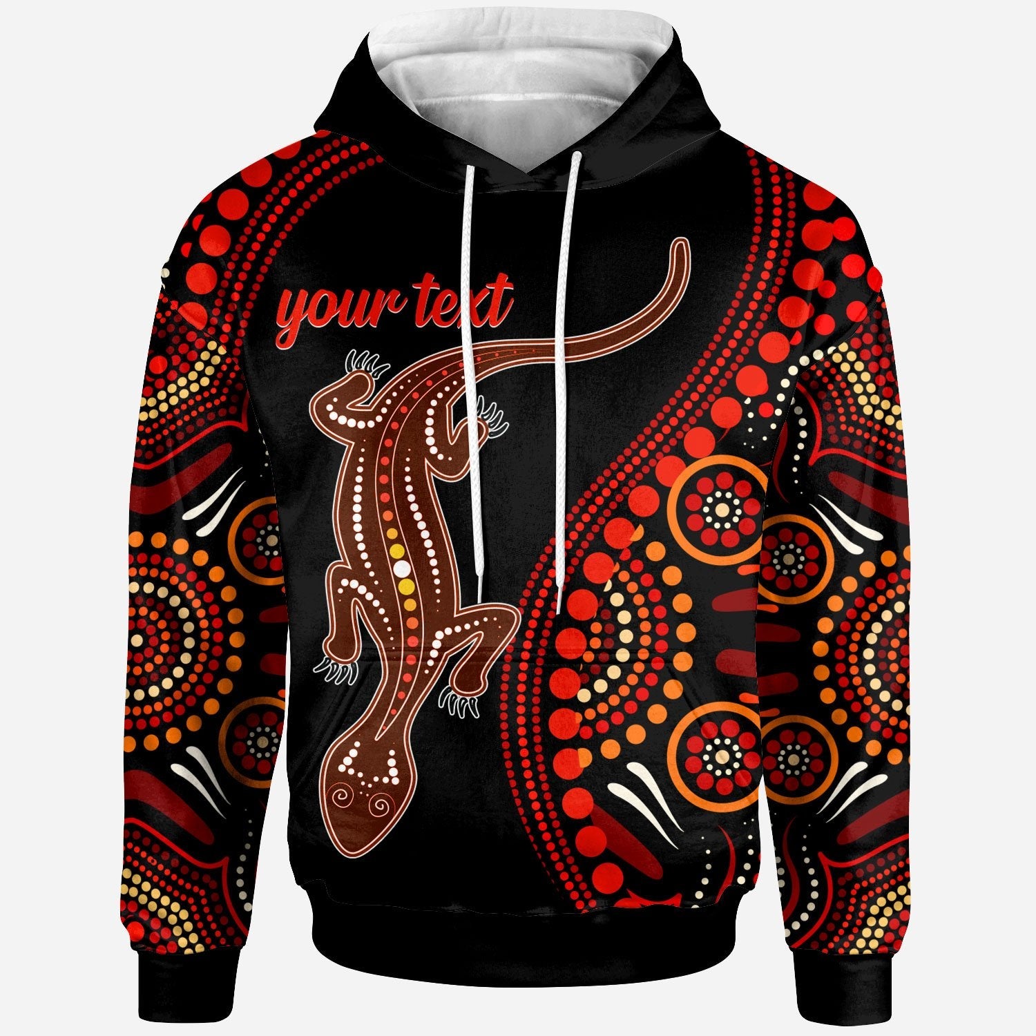 aboriginal-personalised-hoodie-aboriginal-lizard-with-dot-painting-patterns