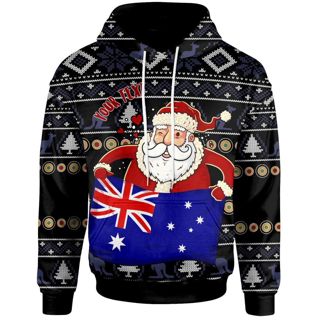 christmas-personalised-hoodie-australia-santa-claus-hold-the-flag-black