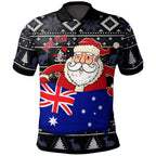 christmas-personalised-polo-shirt-australia-santa-claus-hold-the-flag-black