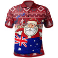 christmas-personalised-polo-shirt-australia-santa-claus-hold-the-flag-red