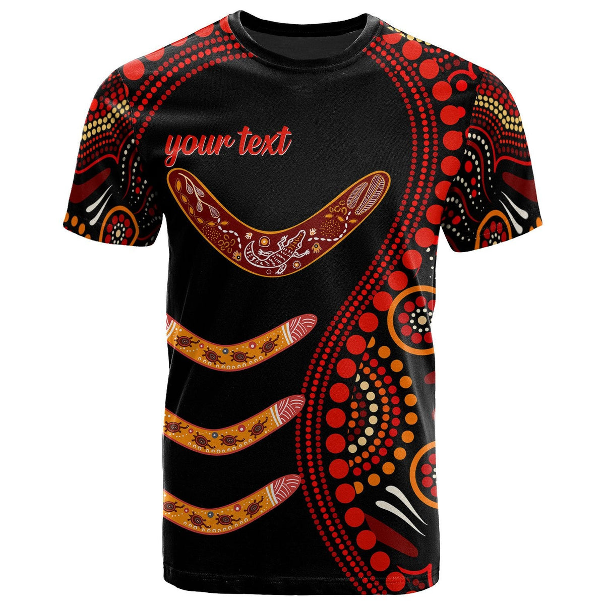 aboriginal-personalised-t-shirts-aboriginal-boomerangs-with-dot-painting-pattern