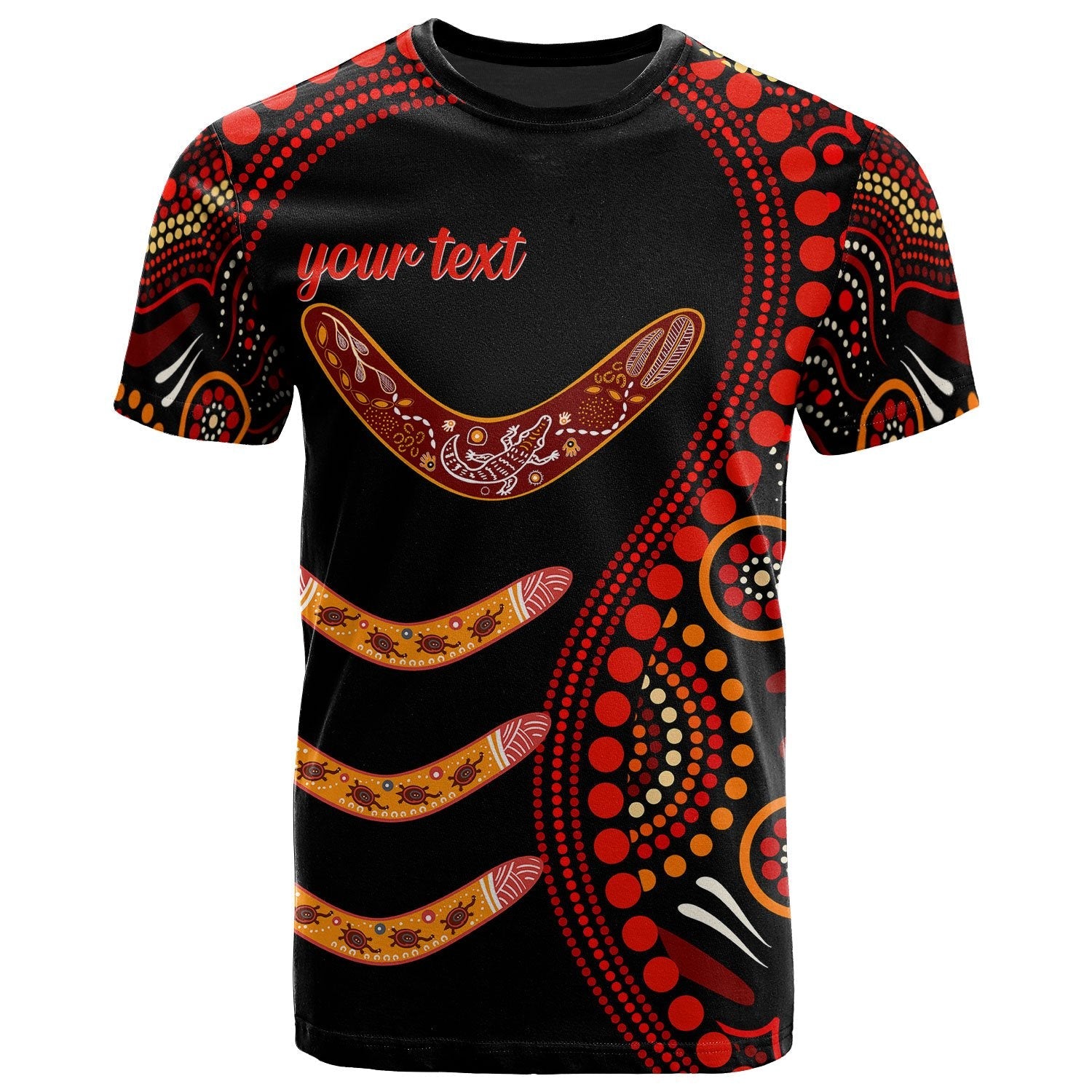 aboriginal-personalised-t-shirts-aboriginal-boomerangs-with-dot-painting-pattern