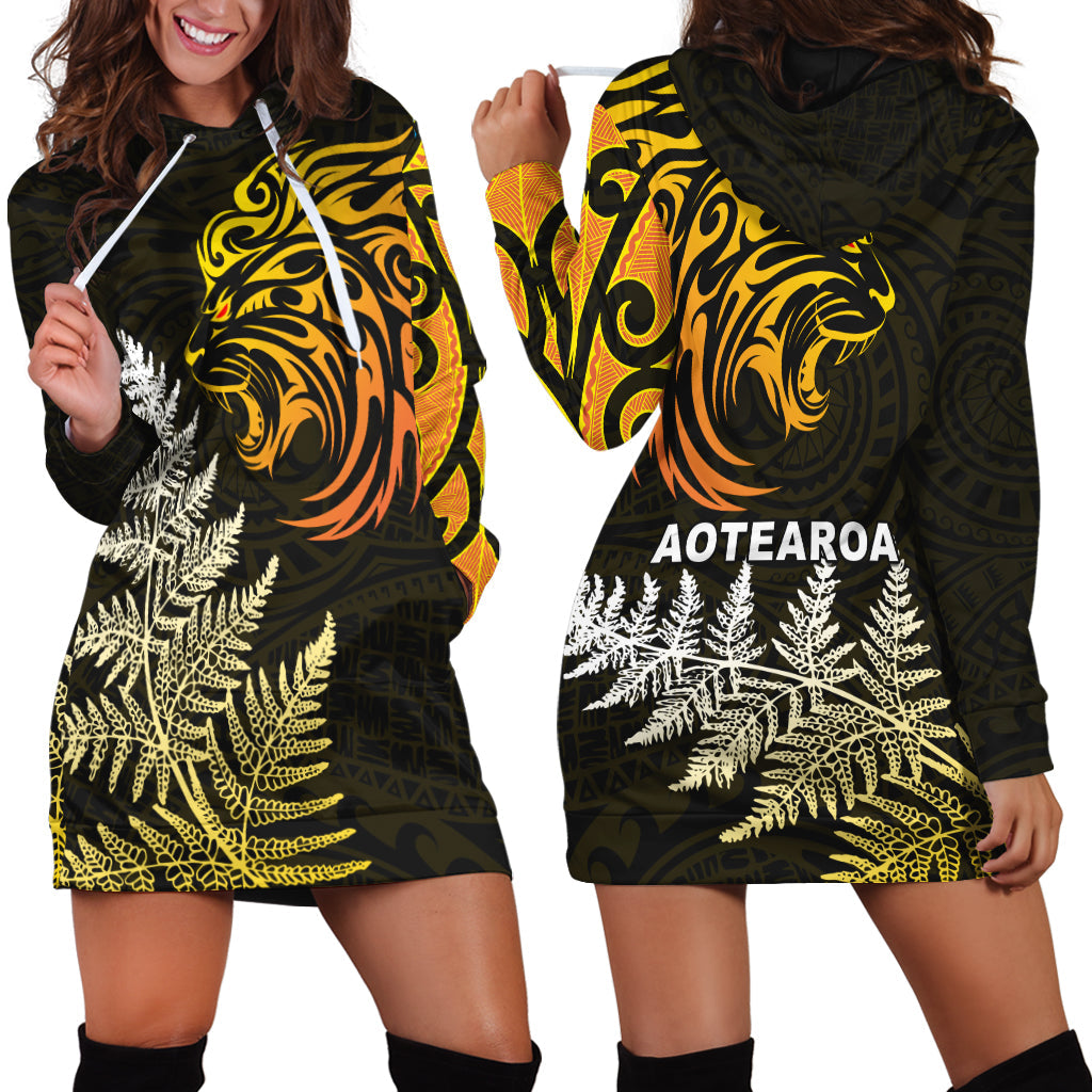 lion-maori-hoodie-dress-aotearoa-mix-silver-fern