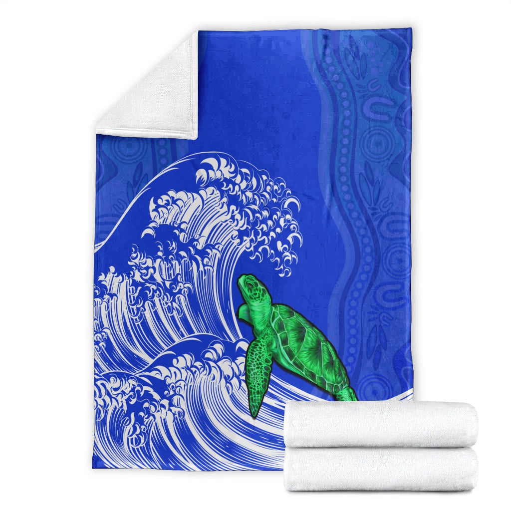 torres-strait-islands-premium-blanket-the-dhari-mix-aboriginal-turtle-version-blue