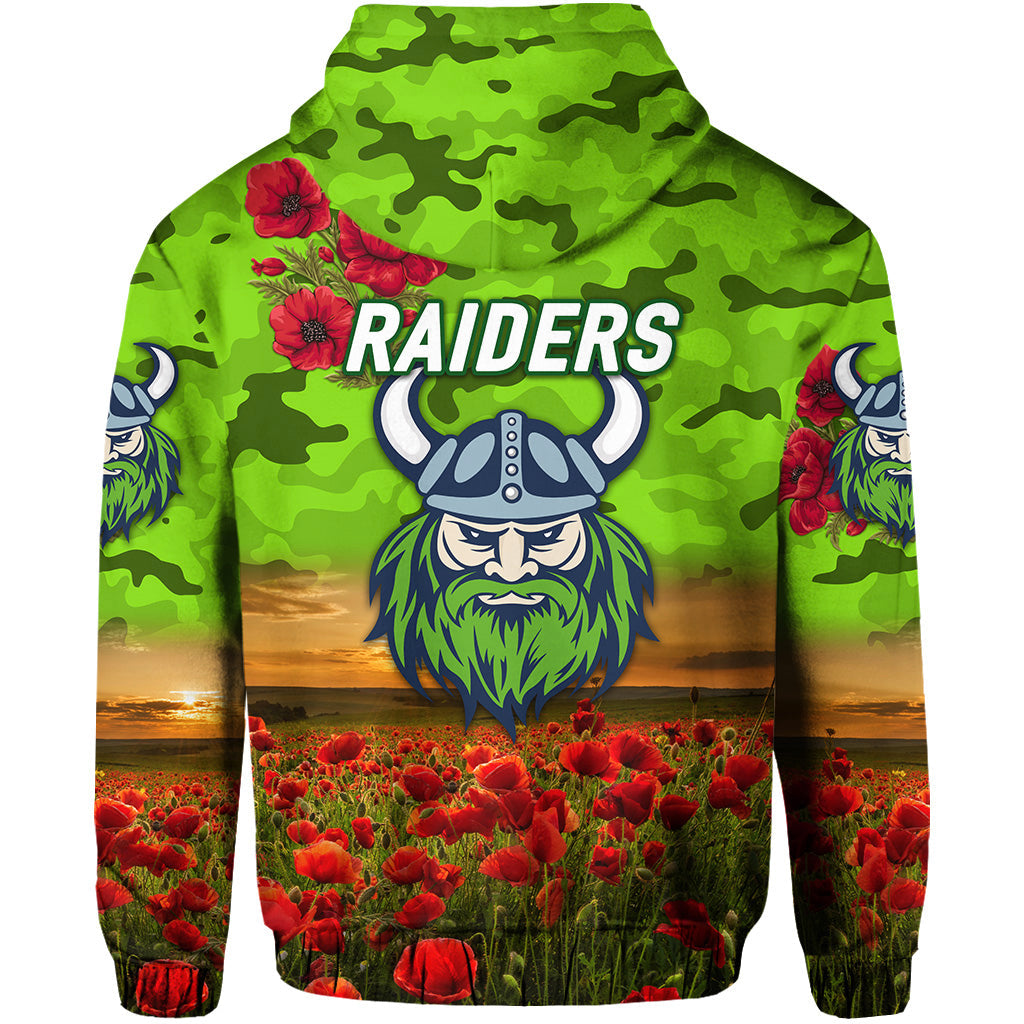 Canberra Raiders ANZAC 2022 Hoodie/ Zip Hoodie Poppy Flowers Vibes LT8