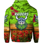 Canberra Raiders ANZAC 2022 Hoodie/ Zip Hoodie Poppy Flowers Vibes LT8