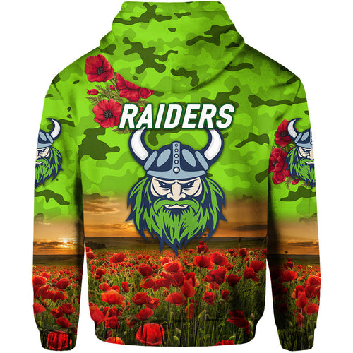 Canberra Raiders ANZAC 2022 Hoodie/ Zip Hoodie Poppy Flowers Vibes LT8