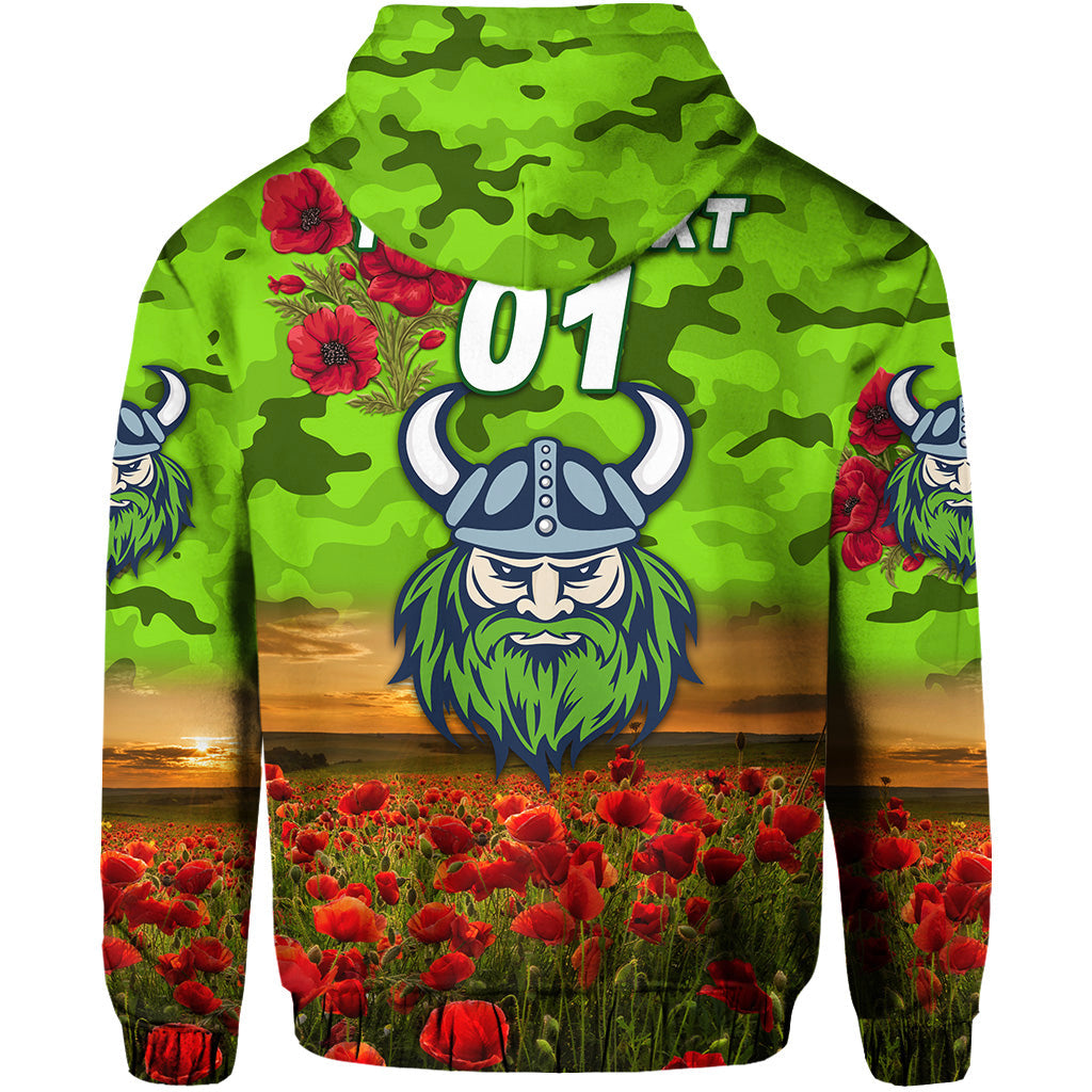 (Custom Personalised) Canberra Raiders ANZAC 2022 Hoodie/ Zip Hoodie Poppy Flowers Vibes LT8