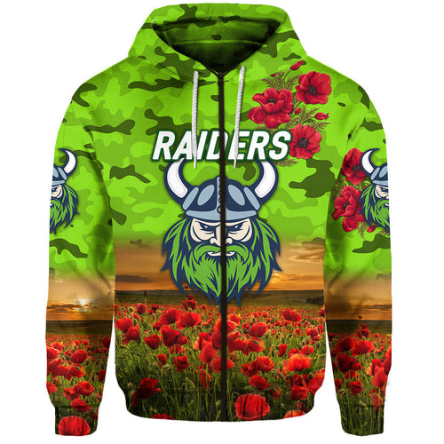 Canberra Raiders ANZAC 2022 Hoodie/ Zip Hoodie Poppy Flowers Vibes LT8