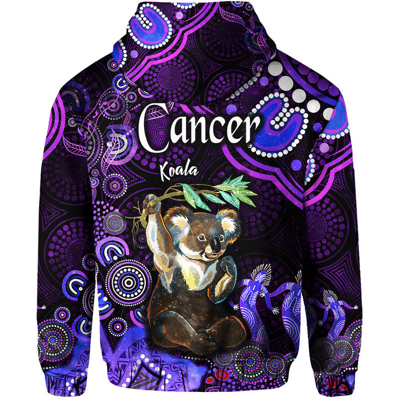 australian-astrology-zip-up-and-pullover-hoodie-cancer-koala-zodiac-aboriginal-vibes-purple