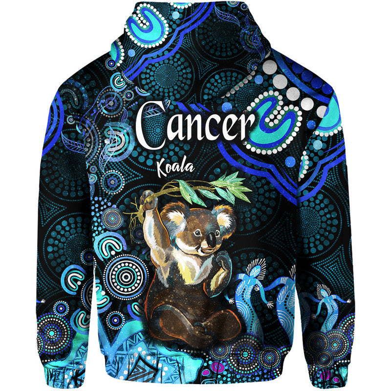 australian-astrology-zip-up-and-pullover-hoodie-cancer-koala-zodiac-aboriginal-vibes-blue