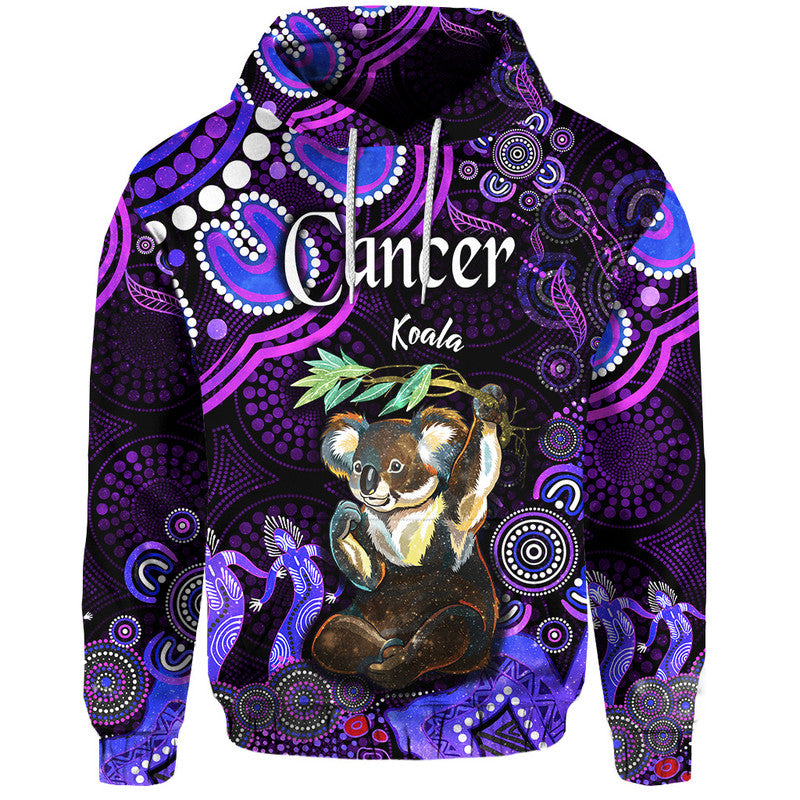 australian-astrology-zip-up-and-pullover-hoodie-cancer-koala-zodiac-aboriginal-vibes-purple