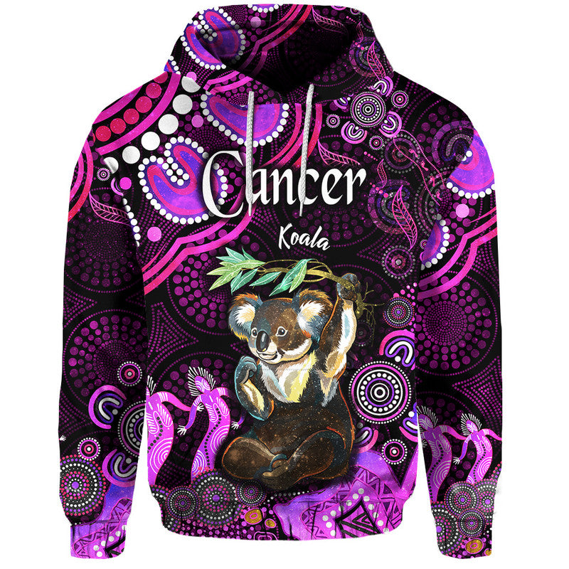 australian-astrology-zip-up-and-pullover-hoodie-cancer-koala-zodiac-aboriginal-vibes-pink