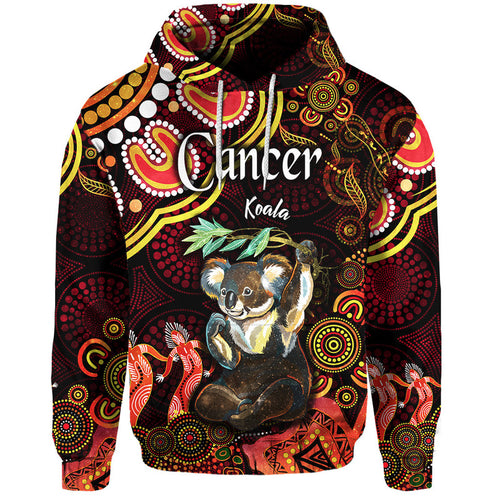 custom-personalised-australian-astrology-zip-up-and-pullover-hoodie-cancer-koala-zodiac-aboriginal-vibes-red