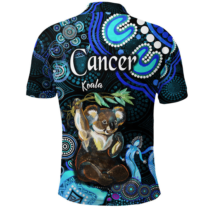 australian-astrology-polo-shirt-cancer-koala-zodiac-aboriginal-vibes-blue