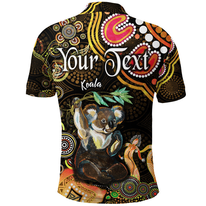 custom-personalised-australian-astrology-polo-shirt-cancer-koala-zodiac-aboriginal-vibes-gold