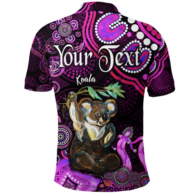 custom-personalised-australian-astrology-polo-shirt-cancer-koala-zodiac-aboriginal-vibes-pink