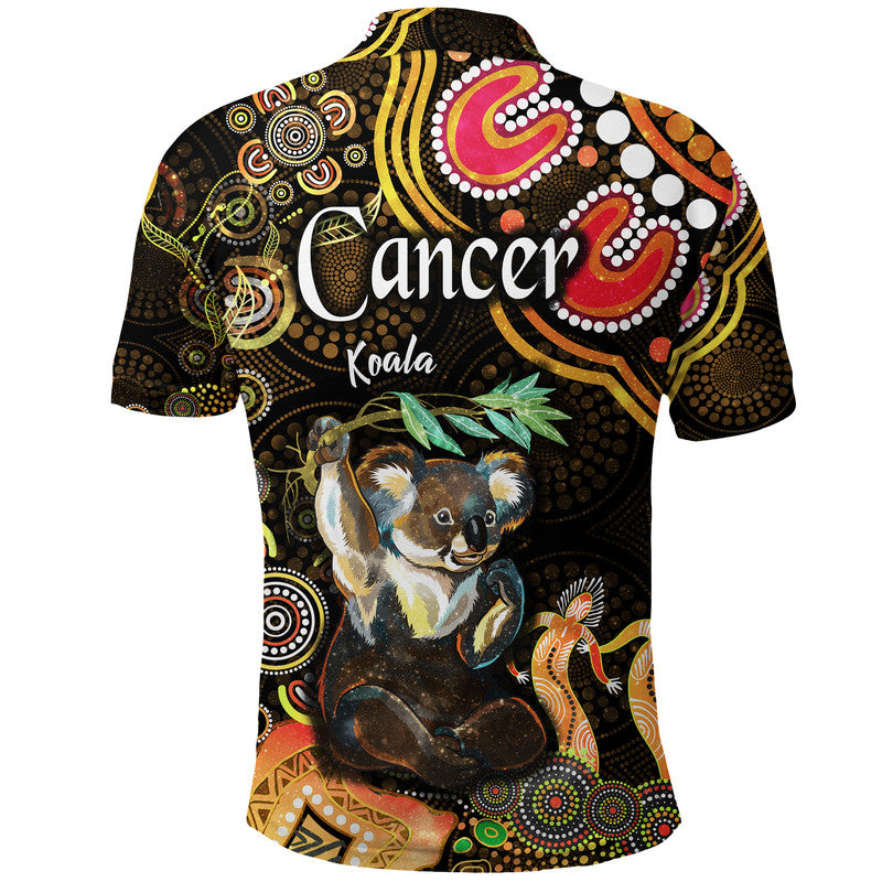 australian-astrology-polo-shirt-cancer-koala-zodiac-aboriginal-vibes-gold