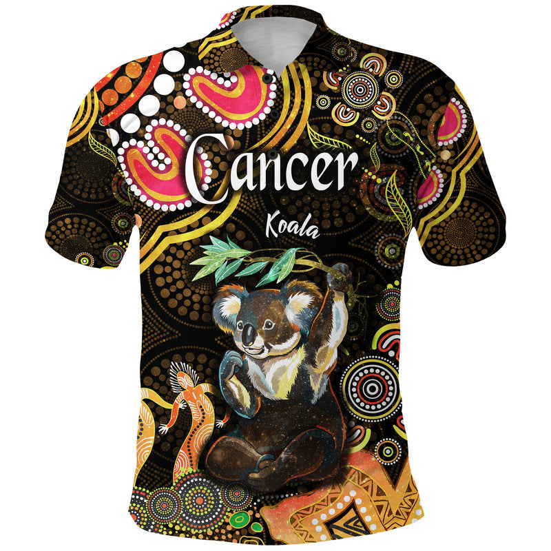 custom-personalised-australian-astrology-polo-shirt-cancer-koala-zodiac-aboriginal-vibes-gold