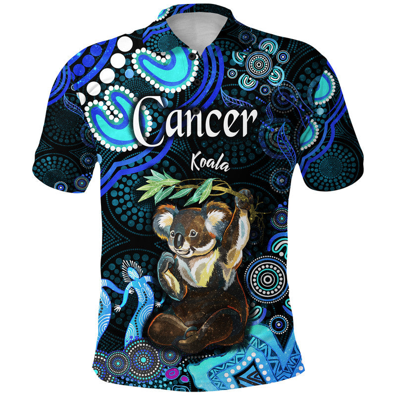 australian-astrology-polo-shirt-cancer-koala-zodiac-aboriginal-vibes-blue