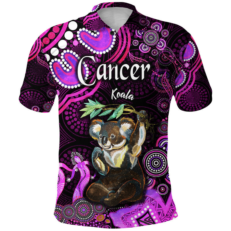 custom-personalised-australian-astrology-polo-shirt-cancer-koala-zodiac-aboriginal-vibes-pink