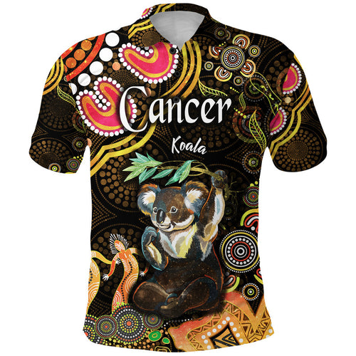 australian-astrology-polo-shirt-cancer-koala-zodiac-aboriginal-vibes-gold
