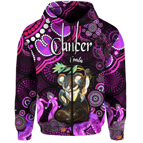 australian-astrology-zip-up-and-pullover-hoodie-cancer-koala-zodiac-aboriginal-vibes-pink