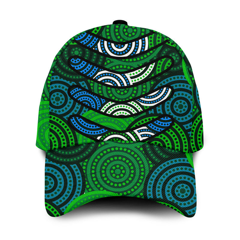 boomerang-aboriginal-dot-patterns-classic-cap-green-style
