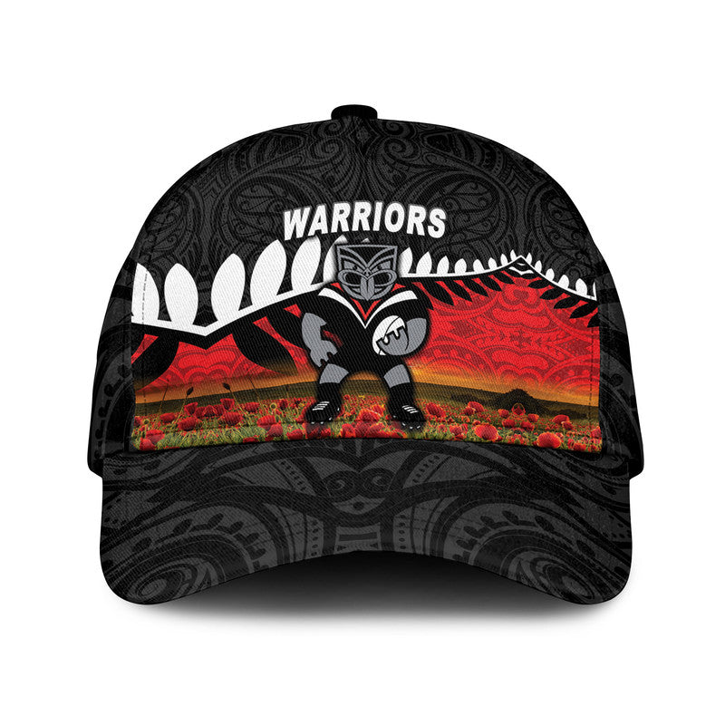 custom-personalised-new-zealand-warriors-anzac-2022-nrl-classic-cap-maori-poppy-flowers-vibes