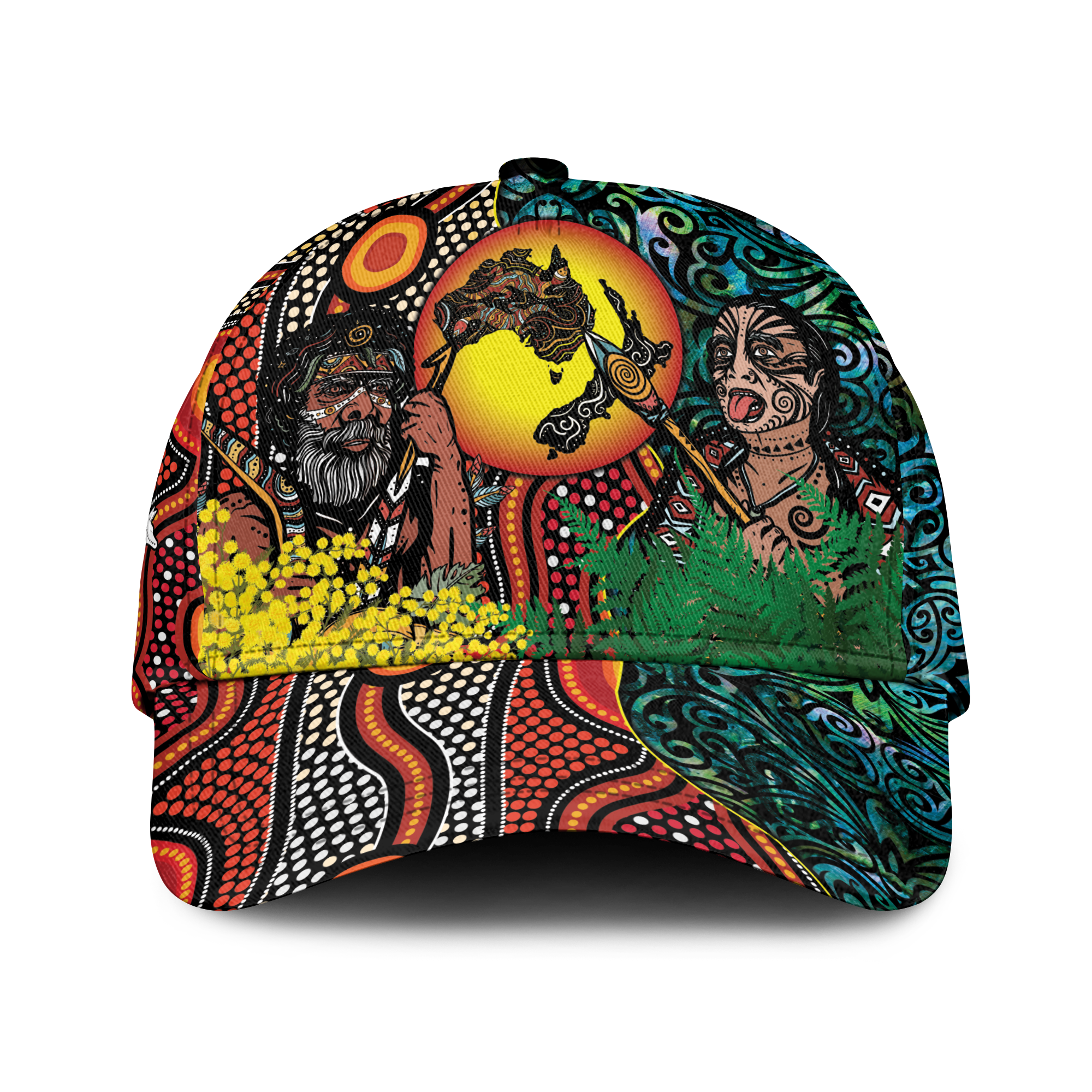 Australia Aboriginal Kangaroo Combine New Zealand Maori Kiwi Bird Cap - LT2