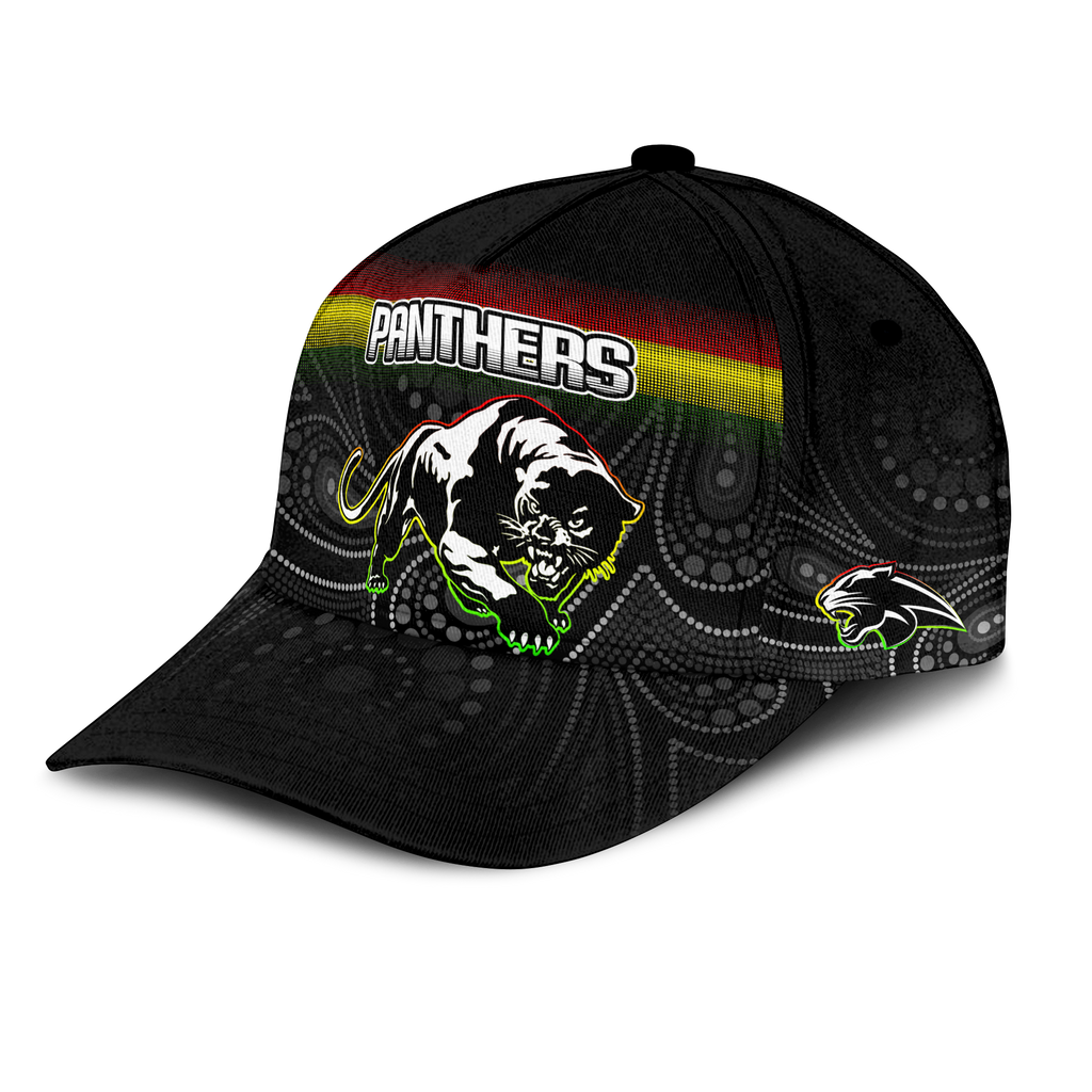 (Custom Personalised) Black Panthers Rugby League Aboriginal Cap - LT2