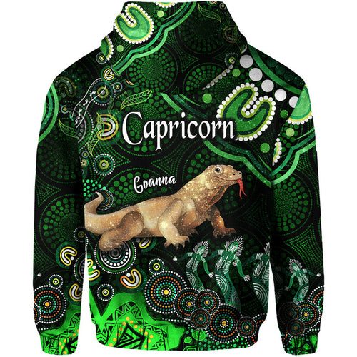 australian-astrology-zip-up-and-pullover-hoodie-capricorn-goanna-zodiac-aboriginal-vibes-green
