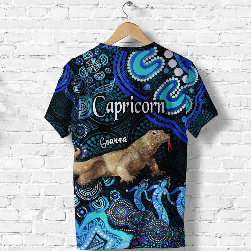 australian-astrology-t-shirt-capricorn-goanna-zodiac-aboriginal-vibes-blue