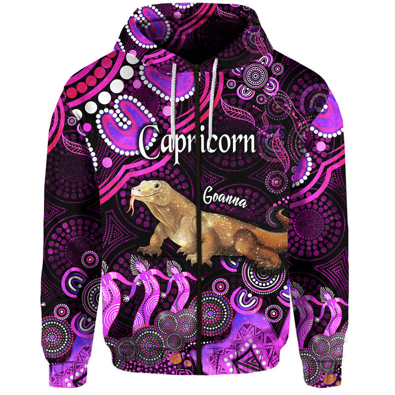 custom-personalised-australian-astrology-zip-up-and-pullover-hoodie-capricorn-goanna-zodiac-aboriginal-vibes-pink
