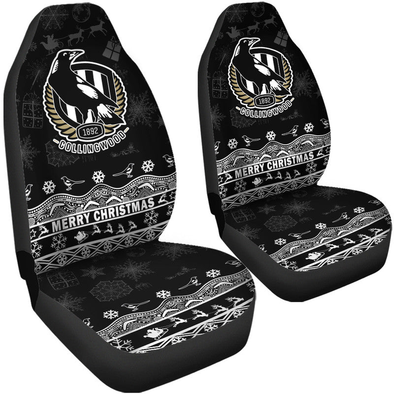 collingwood-pies-unique-winter-season-car-seat-cover-magpies-merry-christmas-no2