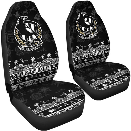collingwood-pies-unique-winter-season-car-seat-cover-magpies-merry-christmas-no2