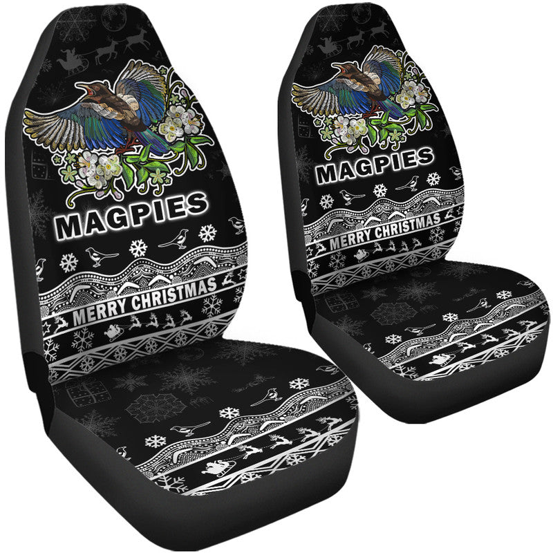 collingwood-pies-unique-winter-season-car-seat-cover-magpies-merry-christmas-no1