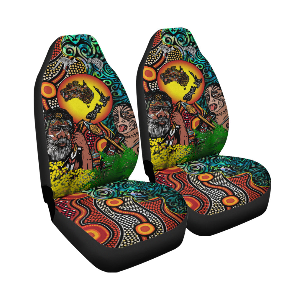 Australia Aboriginal Kangaroo Combine New Zealand Maori Kiwi Bird Car Seat Covers - LT2