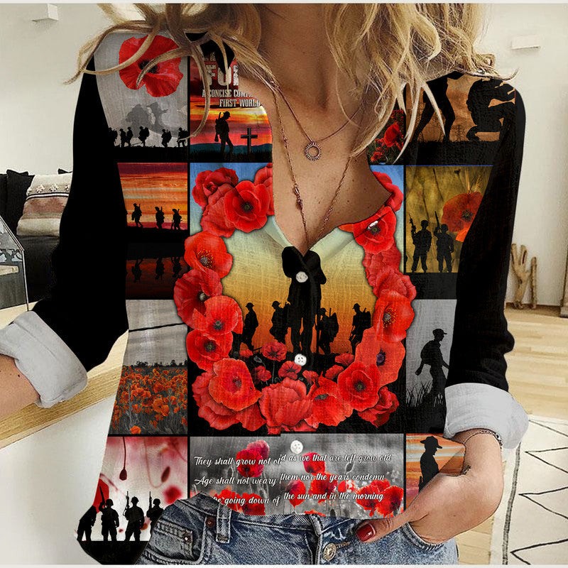 anzac-day-lest-we-forget-banner-women-casual-shirt