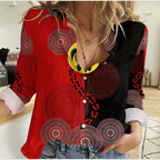 aboriginal-dot-painting-turtle-women-casual-shirt-aboriginal-flag-style