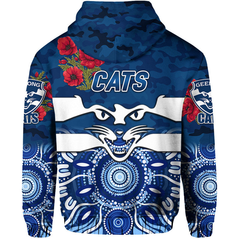 Geelong	Cats ANZAC Zip Up And Pullover Hoodie Indigenous Vibes LT8