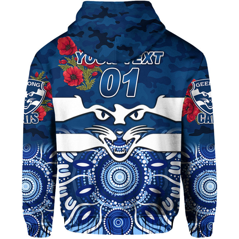 (Custom Personalised) Geelong	Cats ANZAC Zip Up And Pullover Hoodie Indigenous Vibes LT8