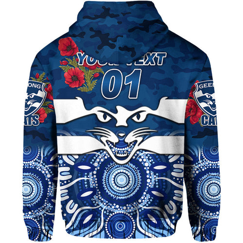 (Custom Personalised) Geelong	Cats ANZAC Zip Up And Pullover Hoodie Indigenous Vibes LT8