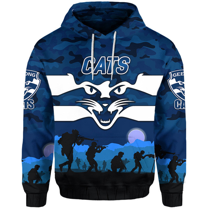 (Custom Personalised) Geelong	Cats ANZAC Zip Up And Pullover Hoodie Simple Style LT8